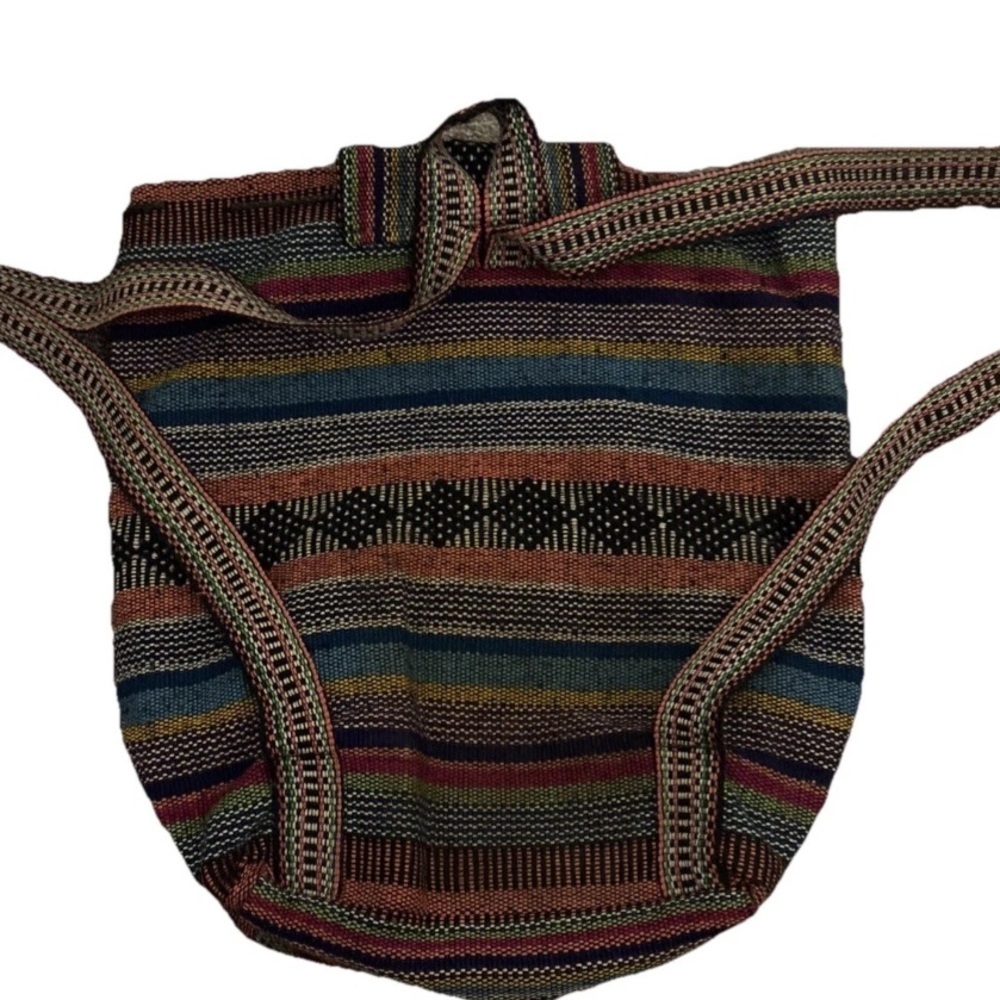 Pinzon Backpack Mexican Blanket Multicolor Drawstring Closure Zip Outside Pocket